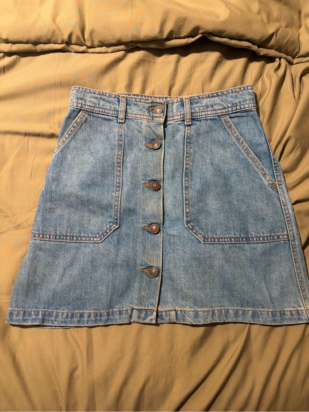 Zara Premium Denim Collection Classic Button-Front Denim Skirt